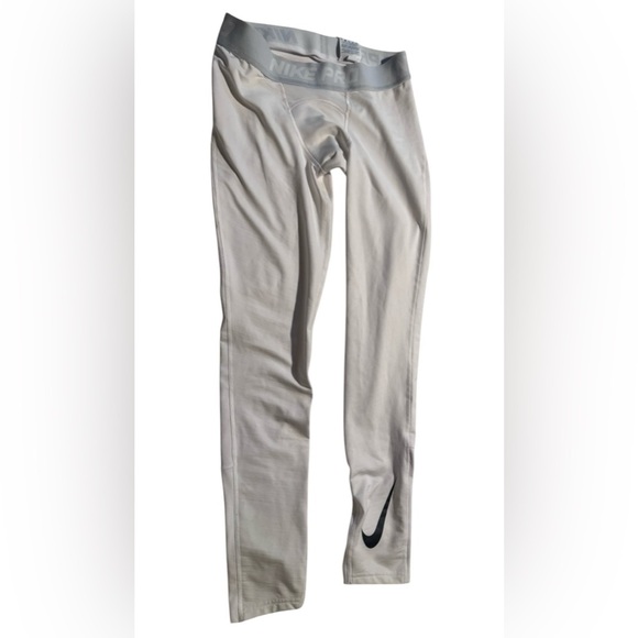 Nike Pro White Thermo Tight Compression Pants Sz L - Picture 1 of 13
